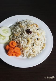 cashew pulao recipe, kaju pulao