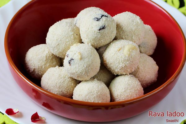 Rava Laddu Recipe Rava Ladoo Swasthi S Recipes