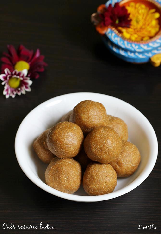 Oats sesame ladoo recipe | Oats peanut laddu recipe