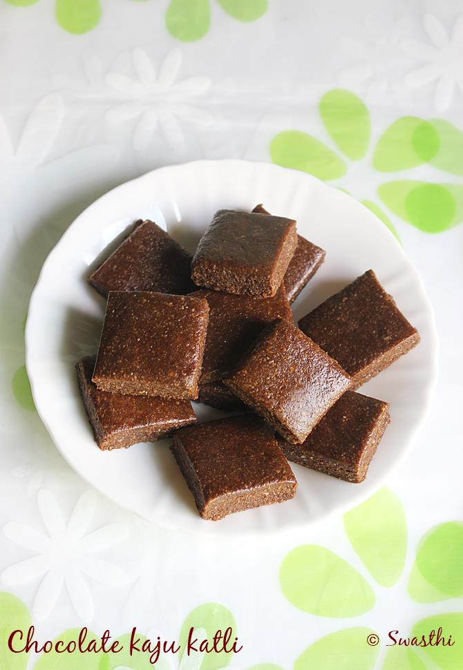 chocolate kaju katli (barfi) recipe , healthy diwali sweets recipes ...
