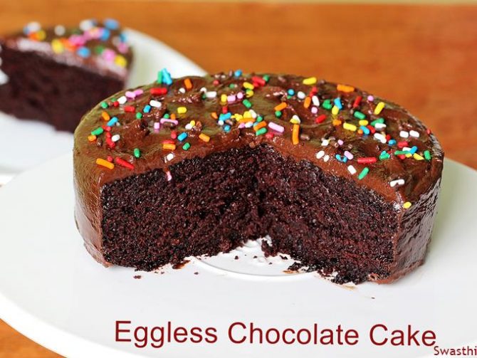 Eggless Chocolate Cake Recipe - Swasthi's Recipes