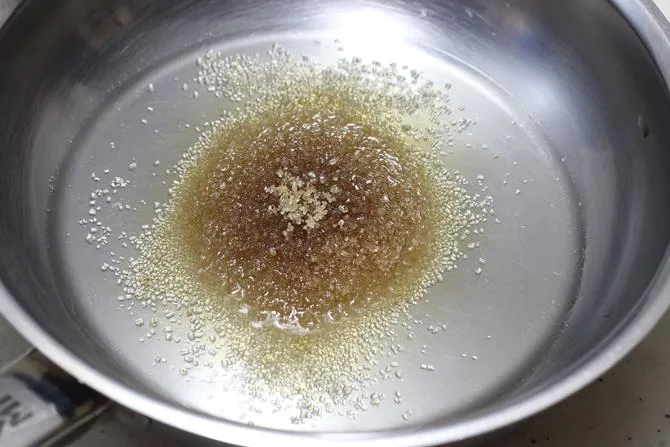 making the sugar syrup for shahi tukda recipe