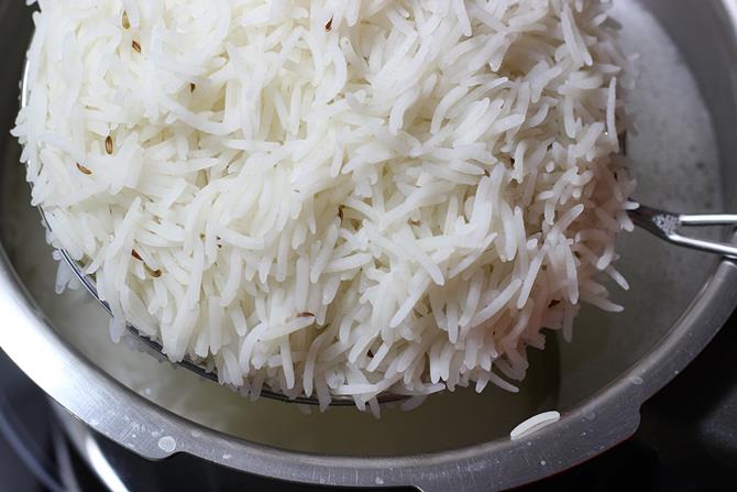 How to cook basmati rice in pot or cooker for a meal or biryani - 42