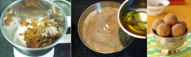 blending jaggery with dal