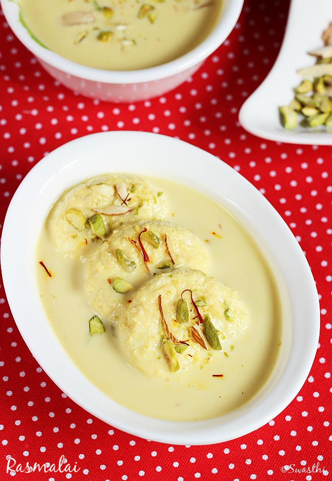 Rasmalai recipe How to make soft rasmalai Swasthi's Recipes