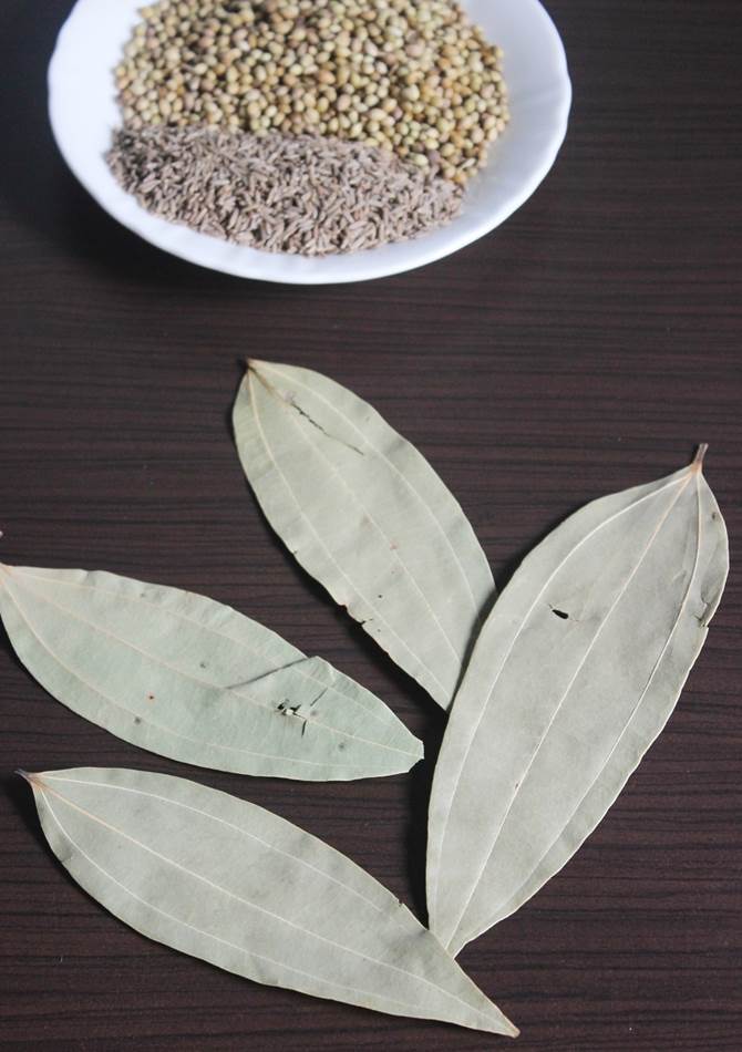 cleaning bay leaf to make garam masala powder recipe