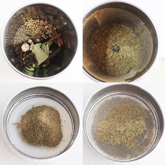 blending or processing garam masala powder in mixer