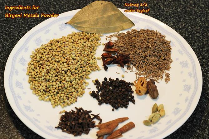 ingredients spices for biryani masala powder