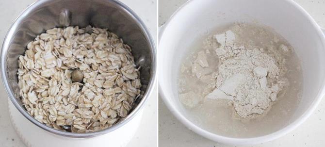 powder oats finely in a jar to make soft multigrain roti step 1