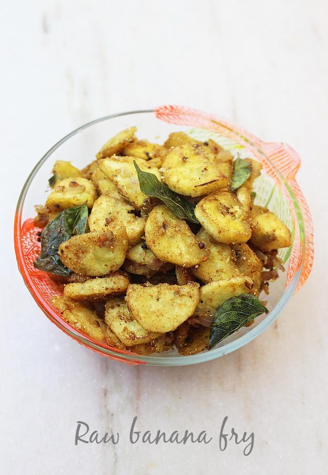 Raw Banana Fry  Aratikaya Fry    Swasthi s Recipes - 21