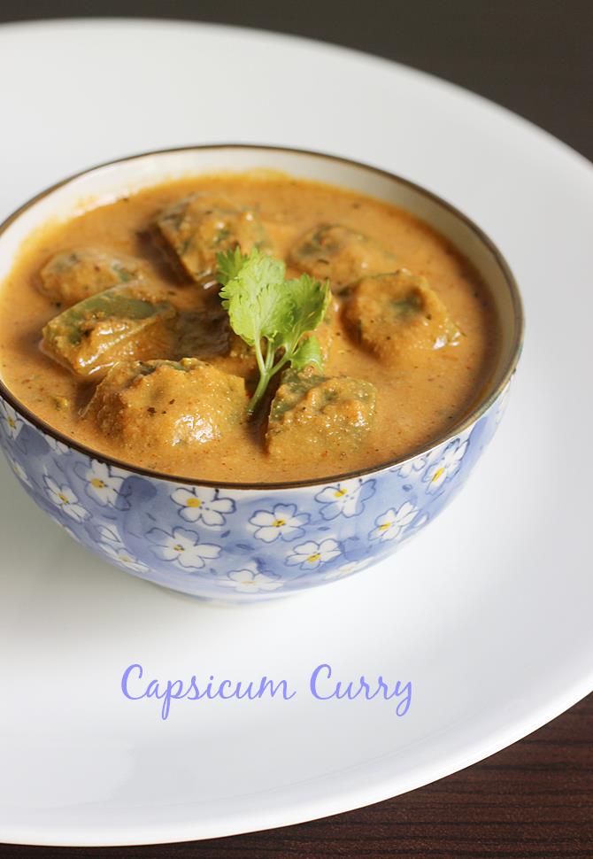 Capsicum Curry Recipe   Capsicum Masala Gravy   Swasthi s Recipes - 47