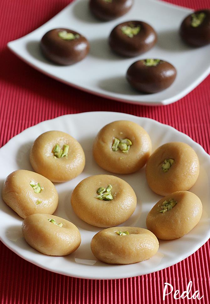 Peda recipe How to make milk peda or doodh peda recipe