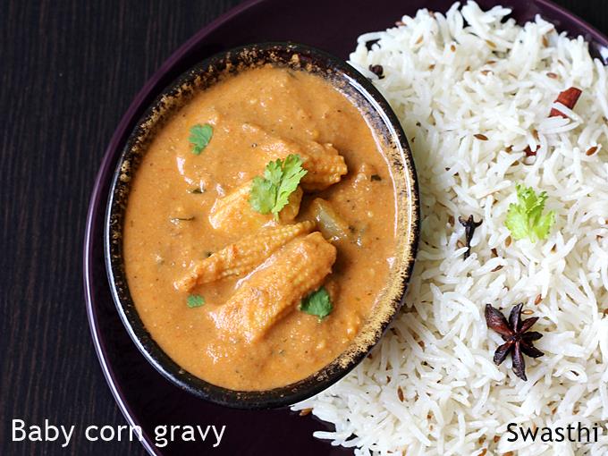 Baby Corn Masala  Baby Corn Gravy    Swasthi s Recipes - 12