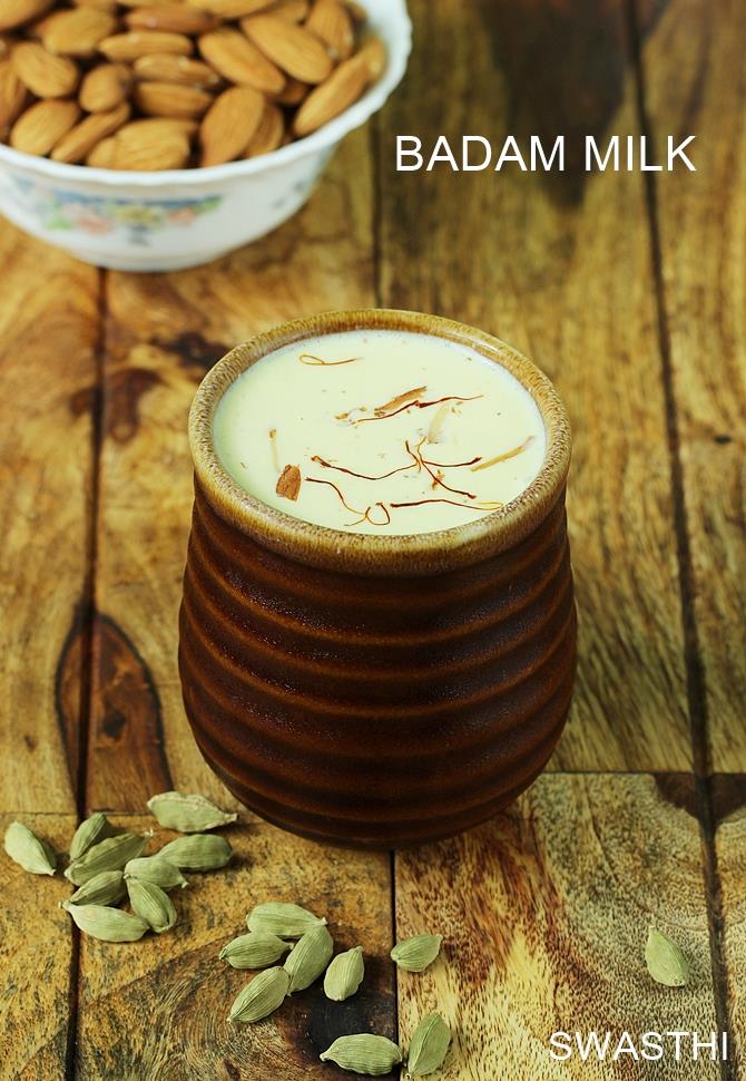 Badam Milk Recipe How To Make Badam Milk Swasthis Recipes