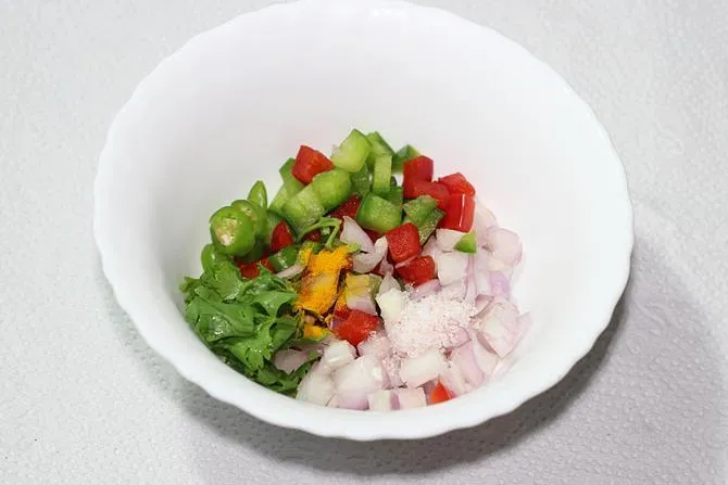 chopped onions peppers for making omelet