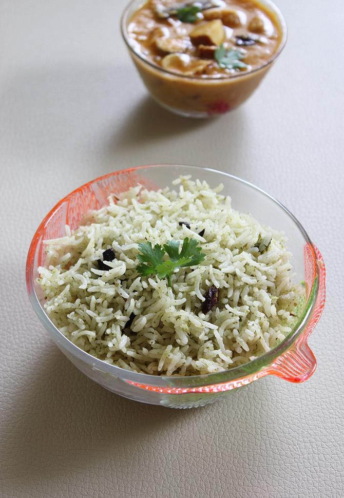 Pudina Rice Recipe   Mint Rice   Swasthi s Recipes - 82