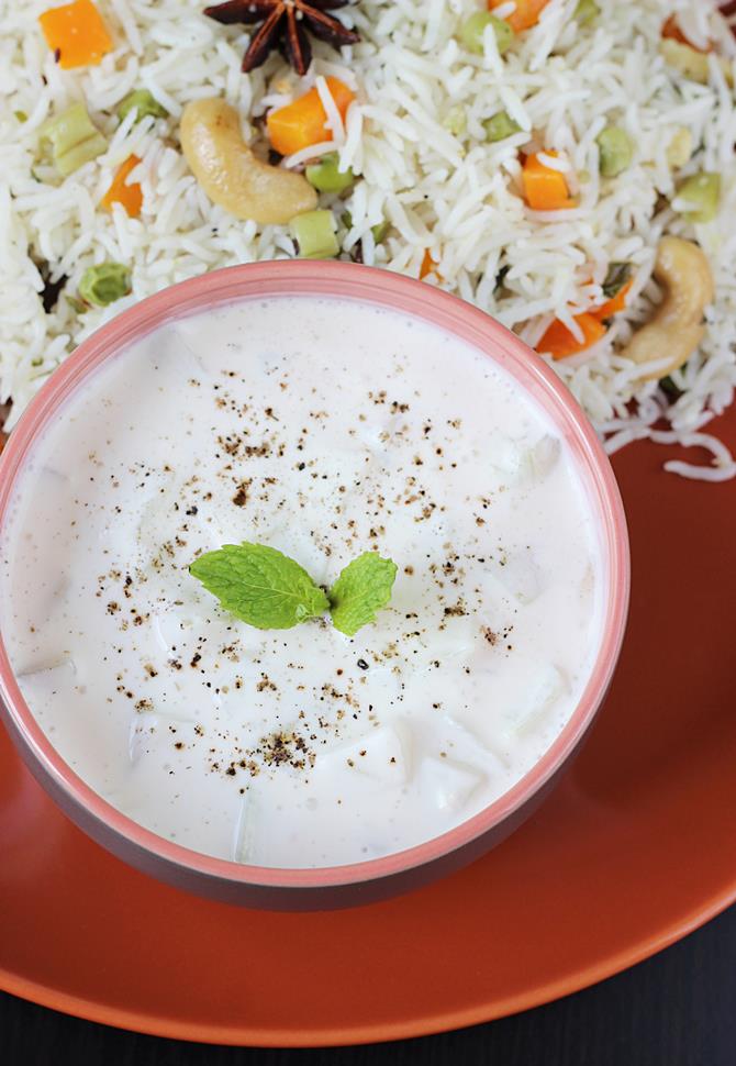 Cucumber raita recipe | How to make cucumber raita for biryani, pulao