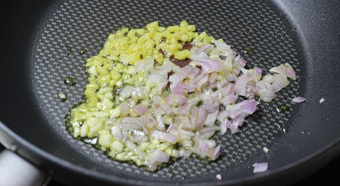 addition of onions for schezwan chicken fried rice recipe