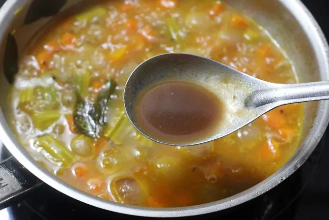 addition of tamarind paste in sambar sadam