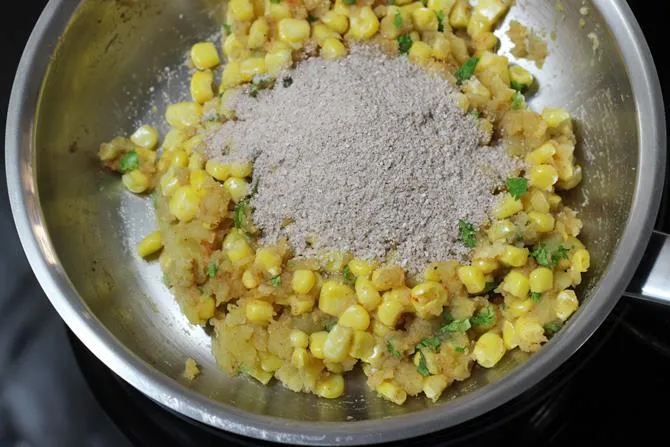 addition of poha for corn cutlet recipe