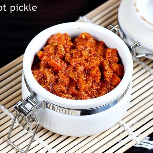 Carrot Pickle Recipe Gajar Ka Achar Swasthi S Recipes