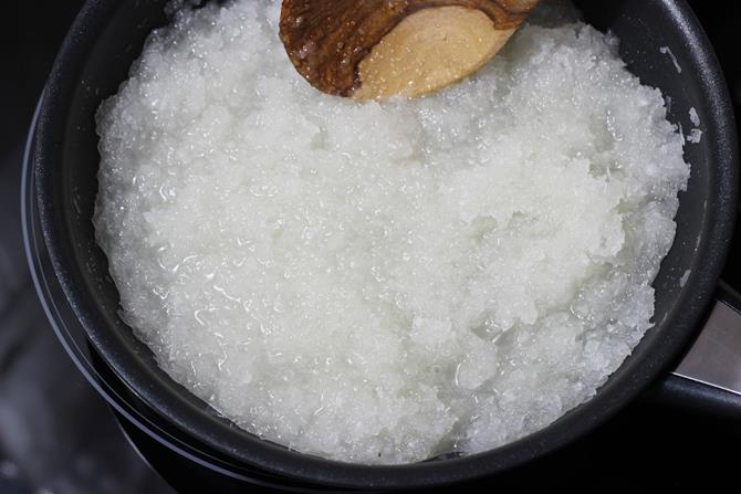 melting sugar for coconut burfi recipe