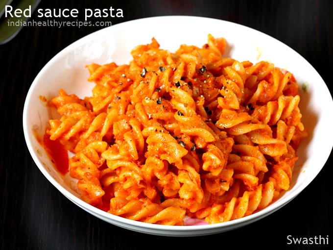 Red sauce pasta recipe - Swasthi's Recipes