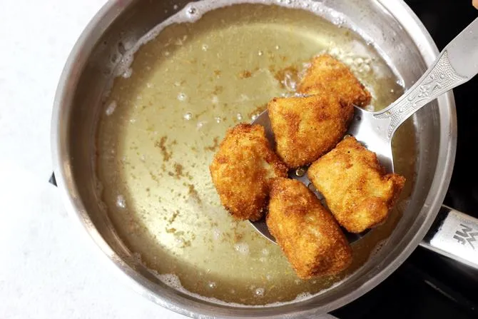 golden fried breaded chicken nuggets 