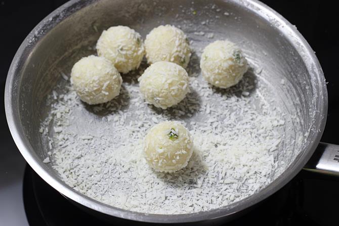 Coconut ladoo with condensed milk  Coconut balls recipe 