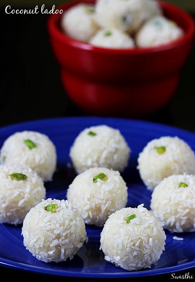 Coconut ladoo with condensed milk  Coconut balls recipe 