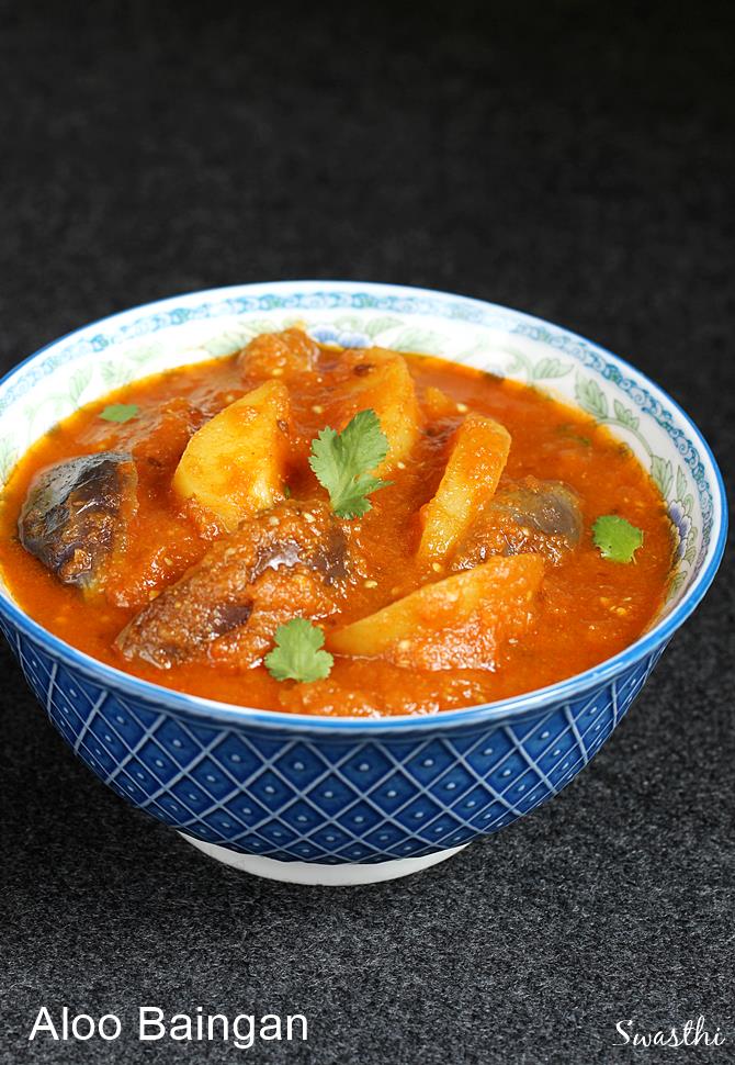 Aloo baingan masala recipe - Swasthi's Recipes