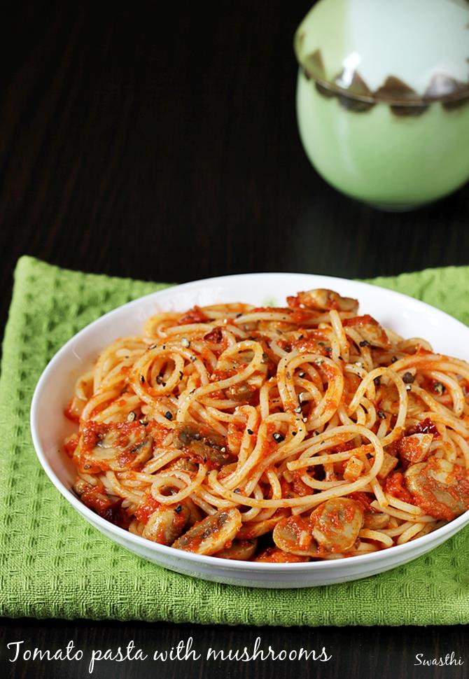 Mushroom pasta recipe | Easy tomato mushroom spaghetti recipe