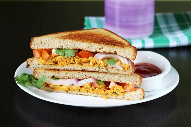 Paneer bhurji sandwich recipe in 10 mins   Tawa paneer sandwich recipe - 61