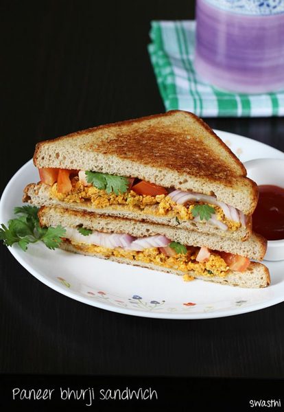 Paneer Bhurji Sandwich Recipe In 10 Mins | Tawa Paneer Sandwich Recipe