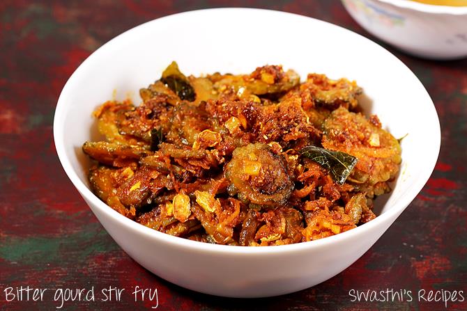 kakarakaya-fry-bitter-gourd-fry-karela-fry-swasthi-s-recipes