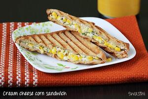 Corn cream cheese sandwich recipe | Grilled corn cheese sandwich recipe