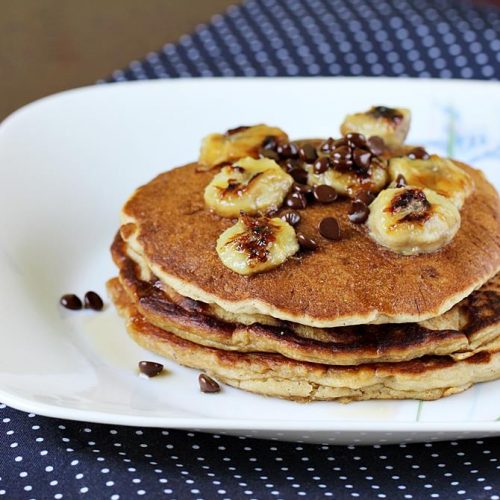 Eggless Banana Pancakes Recipe - Swasthi's Recipes