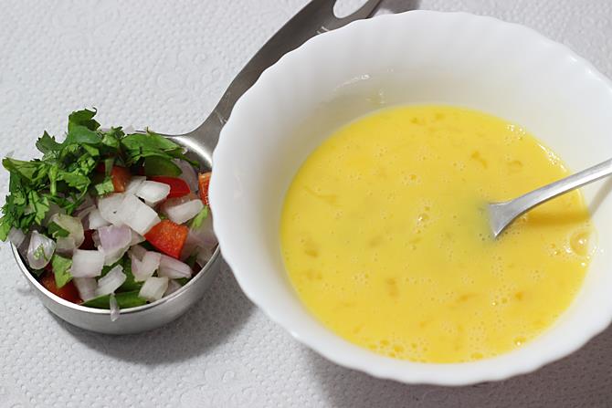 beaten eggs in a bowl