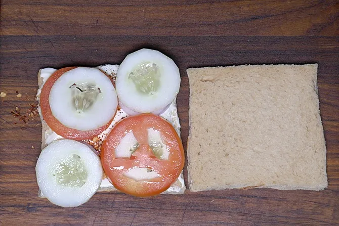 layer the tomatoes and cucumbers