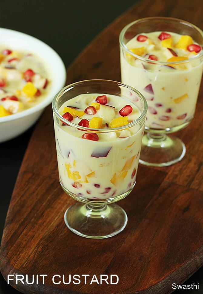 Fruit custard recipe How to make fruit custard Swasthi