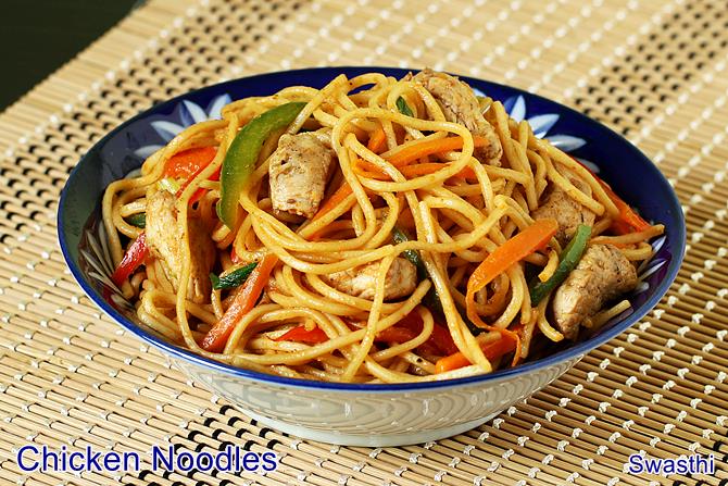 Chicken Noodles Recipe  Hakka Style    Swasthi s Recipes - 1