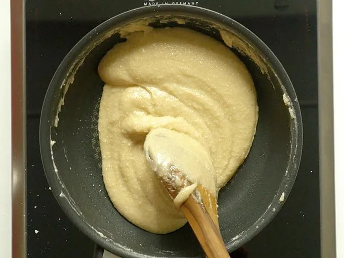 mixture leaves the pan