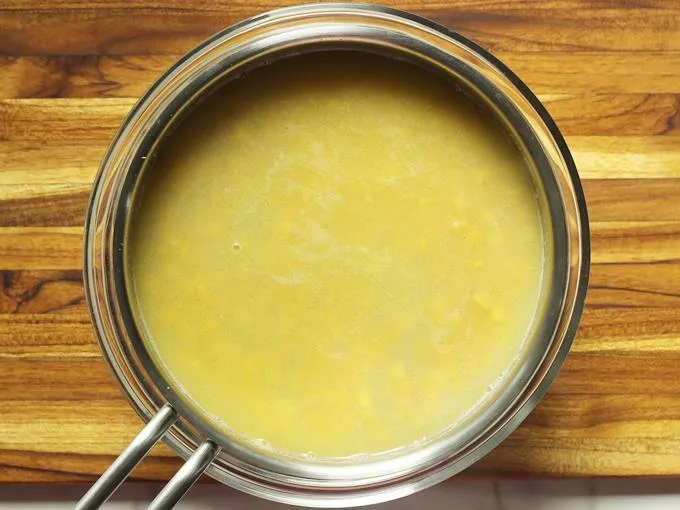melted butter in hot water