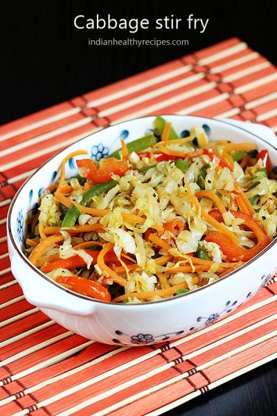 Cabbage stir fry | Chinese style stir fried cabbage - Swasthi's Recipes