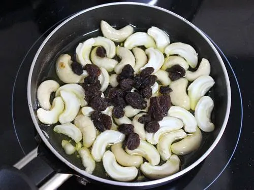 frying nuts and raisins