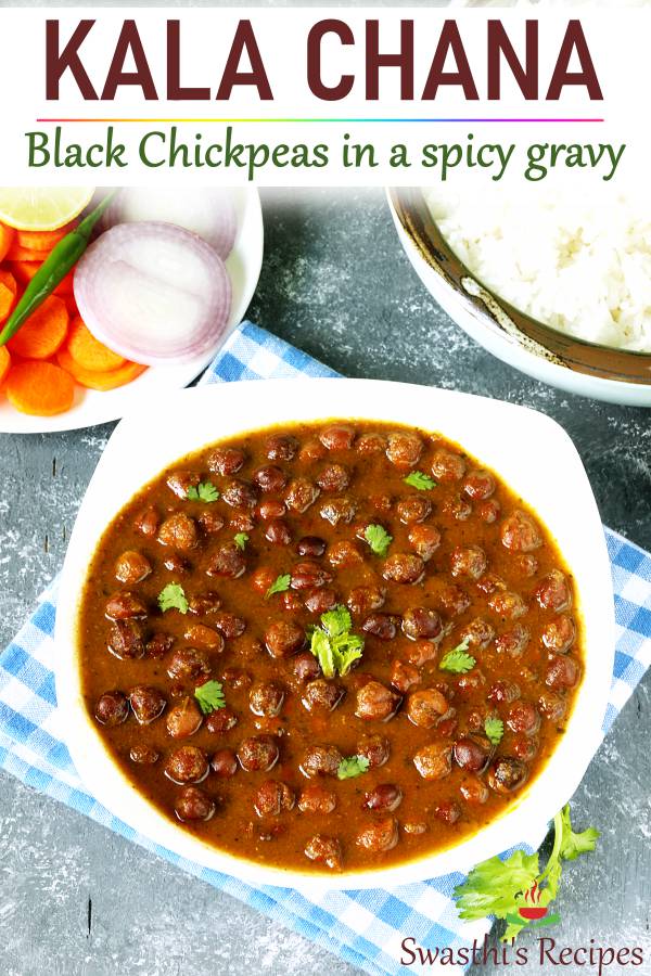 curry de garbanzos negros kala chana en un bol blanco