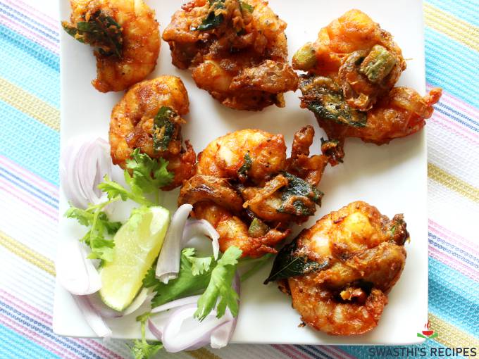 Shrimp Pakora  Shrimp Fritters  Prawn Pakora    Swasthi s Recipes - 33