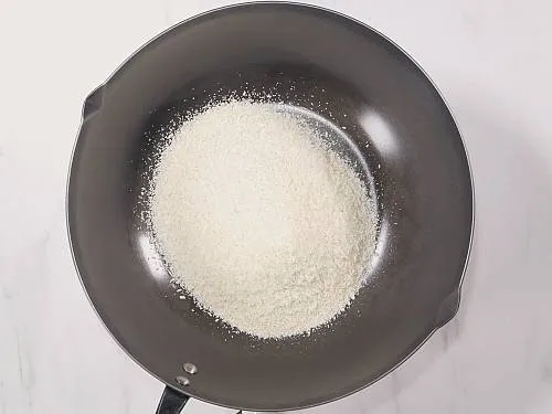 roasting rava in a heavy bottom pan