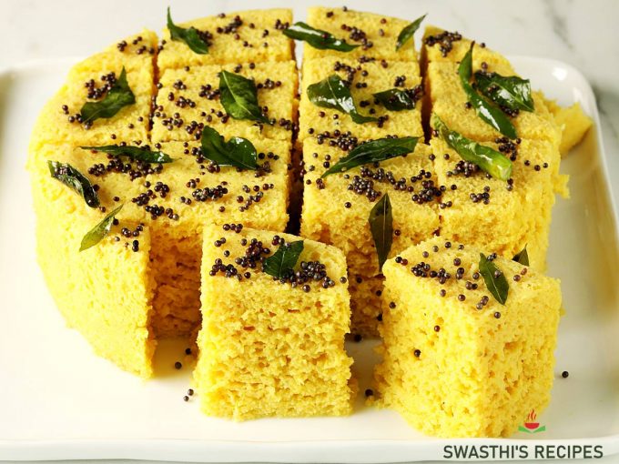 Khaman dhokla recipe (soft & spongy) - Swasthi's Recipes
