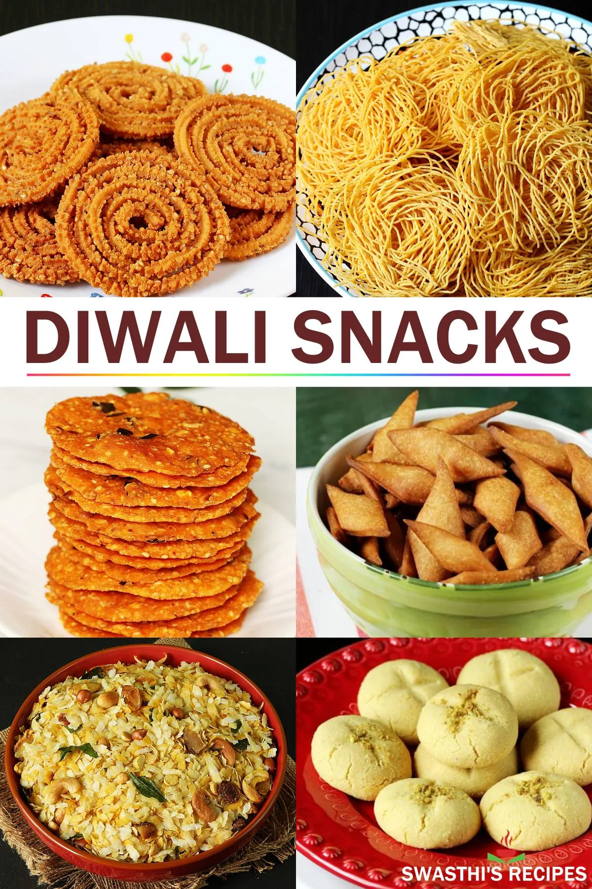 Diwali snacks recipes 2021 - chakli sev nippattu shankarpali chivda nankhatai